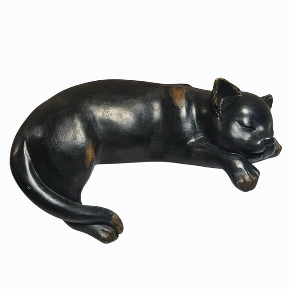 Vtg Pair Black Brown Kitty Cat Figurines  Shelf Sitters 6" and 7" READ - Picture 12 of 16